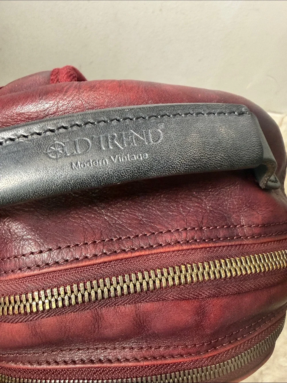 Old Trend Compact Red Leather Backpack medium
